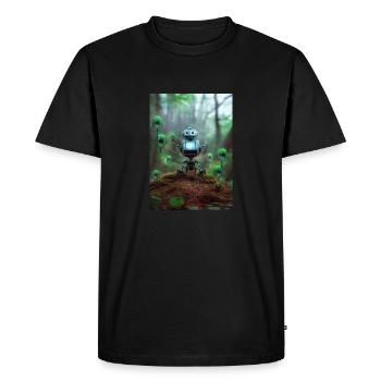 Little Blue Robot in the Forest - Men's Premium Organic T-Shirt - black - Front - Nico (187cm)