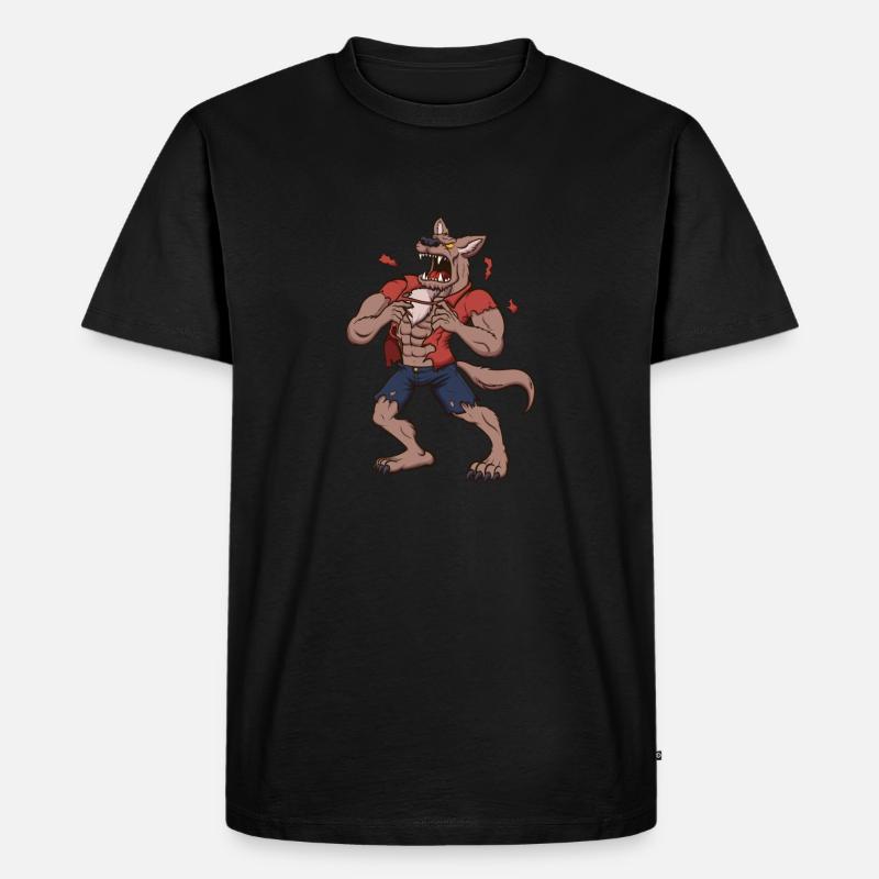 Heulender Werwolf - Männer Premium Bio T-Shirt - Schwarz