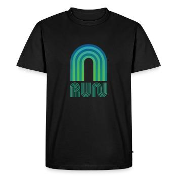Run track vertical green - Men's Premium Organic T-Shirt - black - Front - Nico (187cm)