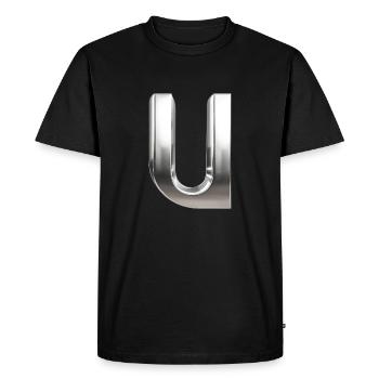 Chrome ,, U " Métallisé - T-shirt Premium bio Homme - noir - Devant - Nico (187cm)