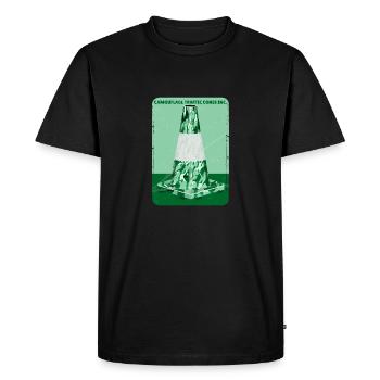 Cône de route vert camouflage - T-shirt Premium bio Homme - noir - Devant - Nico (187cm)
