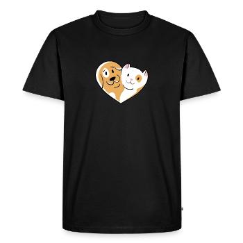 Amour des chats et amour des chiens - T-shirt Premium bio Homme - noir - Devant - Nico (187cm)