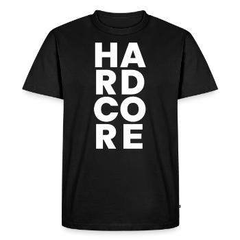 Hardcore bold logo design - Men's Premium Organic T-Shirt - black - Front - Nico (187cm)