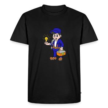 électricien - T-shirt Premium bio Homme - noir - Devant - Nico (187cm)
