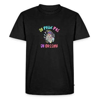 Je peux pas je dessine - T-shirt Premium bio Homme - noir - Devant - Nico (187cm)