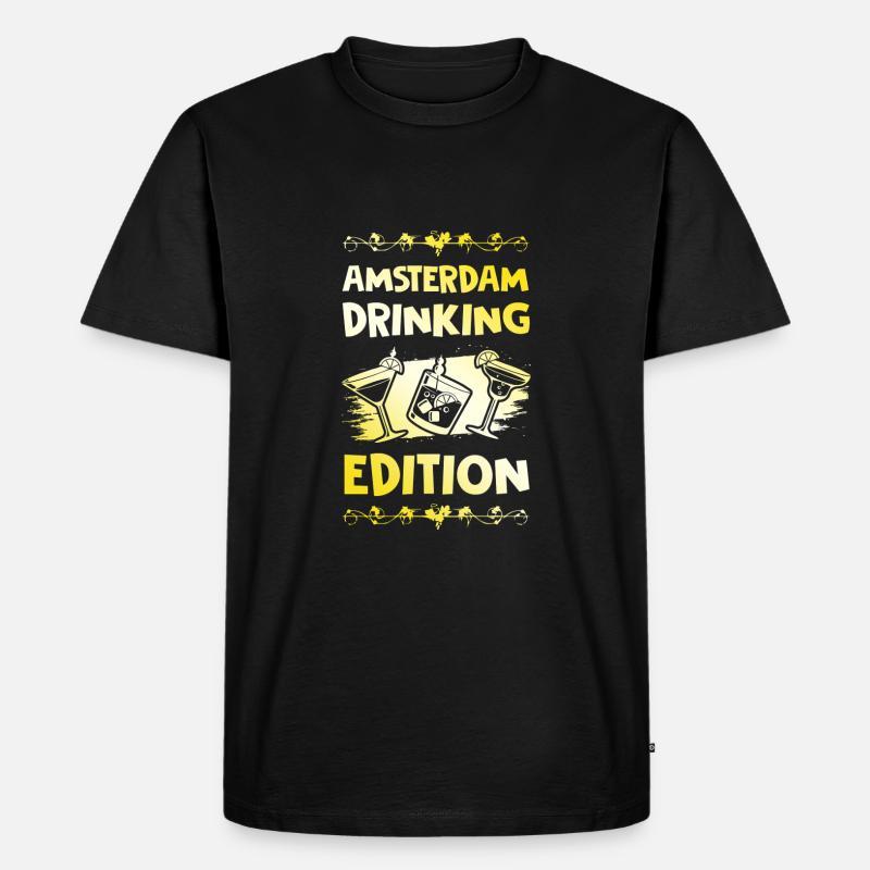 Amsterdam Drinking Spruch - Männer Premium Bio T-Shirt - Schwarz