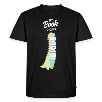 It's Book O'Clock, Dinosaur, Dino, T Rex - T-shirt Premium bio Homme - noir - Devant - Nico (187cm)