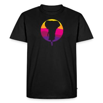 Éléphant devant le soleil couchant - T-shirt Premium bio Homme - noir - Devant - Nico (187cm)