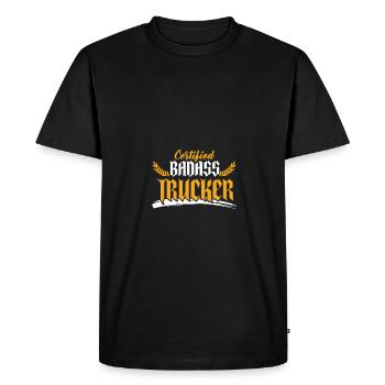 Badass Trucker Saying - Men's Premium Organic T-Shirt - black - Front - Nico (187cm)