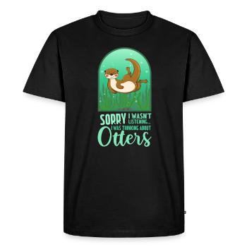 Je pense à la faune marine mignonne de la loutre - T-shirt Premium bio Homme - noir - Devant - Nico (187cm)