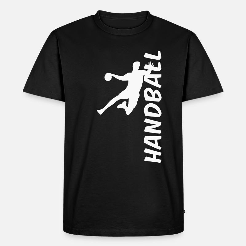 Handball - seitlich - Männer Premium Bio T-Shirt - Schwarz