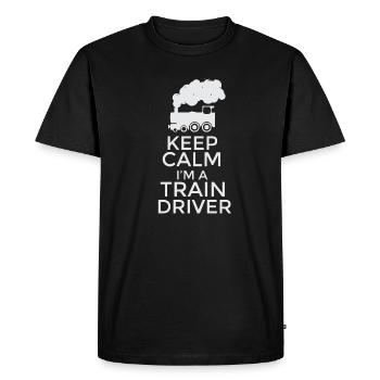 Keep Calm I’m a Train Driver T-Shirt Design - T-shirt Premium bio Homme - noir - Devant - Nico (187cm)