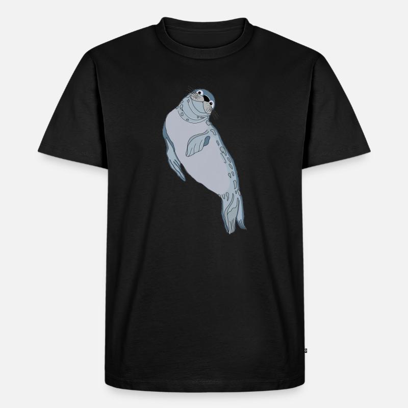 Robbe Seehund - Männer Premium Bio T-Shirt - Schwarz