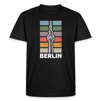 Berlin TV Tower - retro city icon - Men's Premium Organic T-Shirt - black - Front - Nico (187cm)