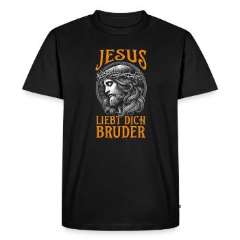 Citation de Jesus Loves You Brother Christian - T-shirt Premium bio Homme - noir - Devant - Nico (187cm)