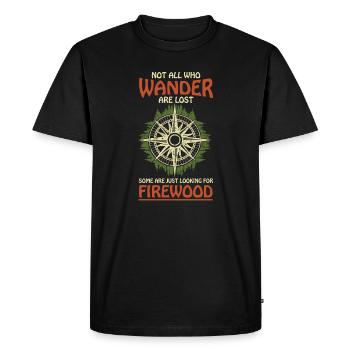 Wanderer Compass Forest Tee Outdoor Hiking - Men's Premium Organic T-Shirt - black - Front - Nico (187cm)