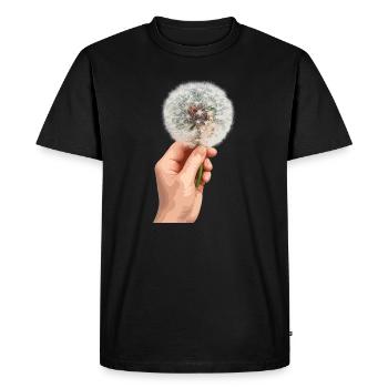 Motif de fleur de main pissenlit - T-shirt Premium bio Homme - noir - Devant - Nico (187cm)