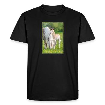 Chevaux Haflinger poulain mignon avec jument - T-shirt Premium bio Homme - noir - Devant - Nico (187cm)