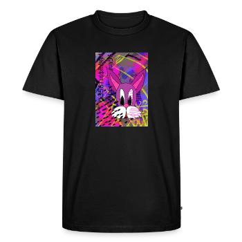 Lapin rose style graffiti - T-shirt Premium bio Homme - noir - Devant - Nico (187cm)
