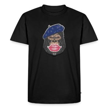 Gorille Kiss pixel - T-shirt Premium bio Homme - noir - Devant - Nico (187cm)