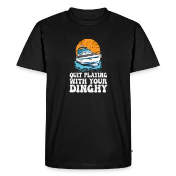 Funny Motorboating Quote Quit Playing With Your - Men's Premium Organic T-Shirt - black - Front - Nico (187cm)