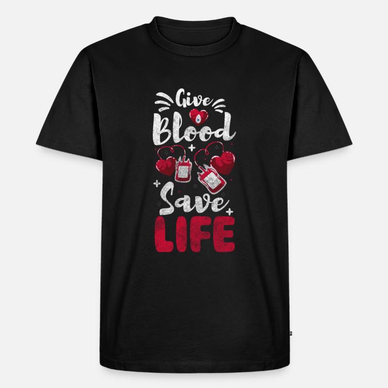 Blutspender Leben Gemeinschaft Danke - Männer Premium Bio T-Shirt - Schwarz