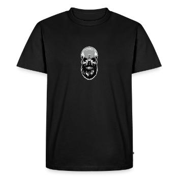 Crâne barbe tête chauve squelette - T-shirt Premium bio Homme - noir - Devant - Nico (187cm)