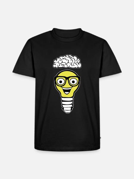 Nerd lightbulb and brain - Men's Premium Organic T-Shirt - black