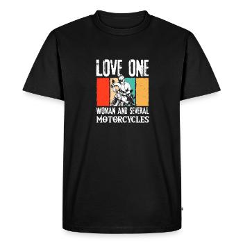 Aimez une femme et plusieurs motos moto - T-shirt Premium bio Homme - noir - Devant - Nico (187cm)