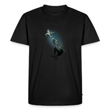 sirène nue nage avec chemise de baleine - T-shirt Premium bio Homme - noir - Devant - Nico (187cm)
