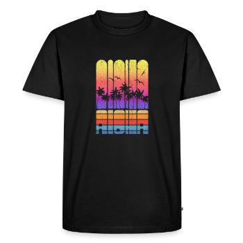 Cool Vacation Aloha Seaside Palm Tree Novelty - Men's Premium Organic T-Shirt - black - Front - Nico (187cm)