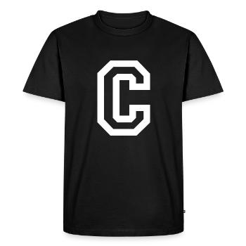 Lettre C - T-shirt Premium bio Homme - noir - Devant - Nico (187cm)