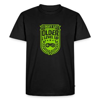 get older level up - Men's Premium Organic T-Shirt - black - Front - Nico (187cm)