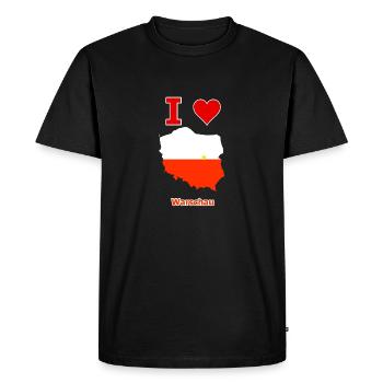 Carte Pologne drapeau avec la ville de Warszawa - T-shirt Premium bio Homme - noir - Devant - Nico (187cm)