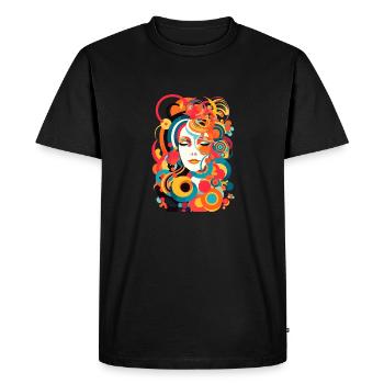 Portrait coloré du visage d’une femme - T-shirt Premium bio Homme - noir - Devant - Nico (187cm)