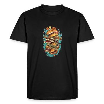 Burger Monster Design - Men's Premium Organic T-Shirt - black - Front - Nico (187cm)