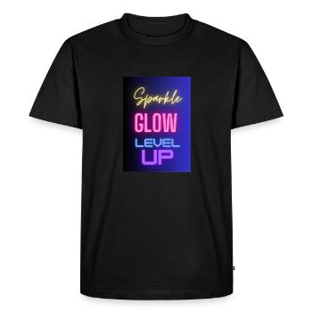 Sparkle Glow Level Up - Men's Premium Organic T-Shirt - black - Front - Nico (187cm)