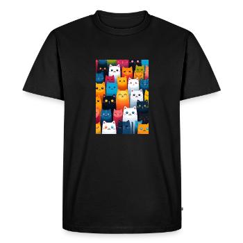 cat pattern - T-shirt Premium bio Homme - noir - Devant - Nico (187cm)
