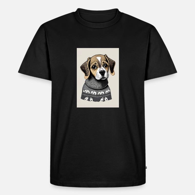 Hund im Pullover - Männer Premium Bio T-Shirt - Schwarz