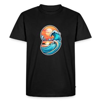 vague - été - vacances - T-shirt Premium bio Homme - noir - Devant - Nico (187cm)