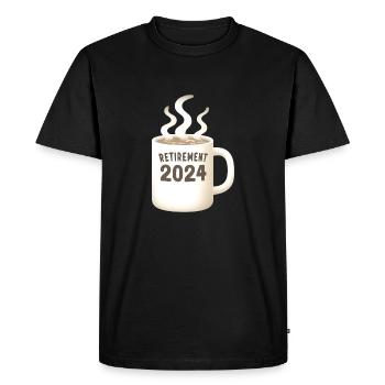 Retraite 2024 en sirotant un café Living Easy - T-shirt Premium bio Homme - noir - Devant - Nico (187cm)