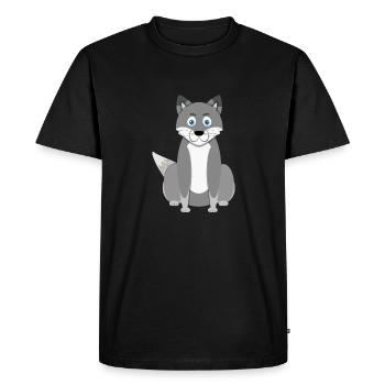 Loup de dessin animé - T-shirt Premium bio Homme - noir - Devant - Nico (187cm)