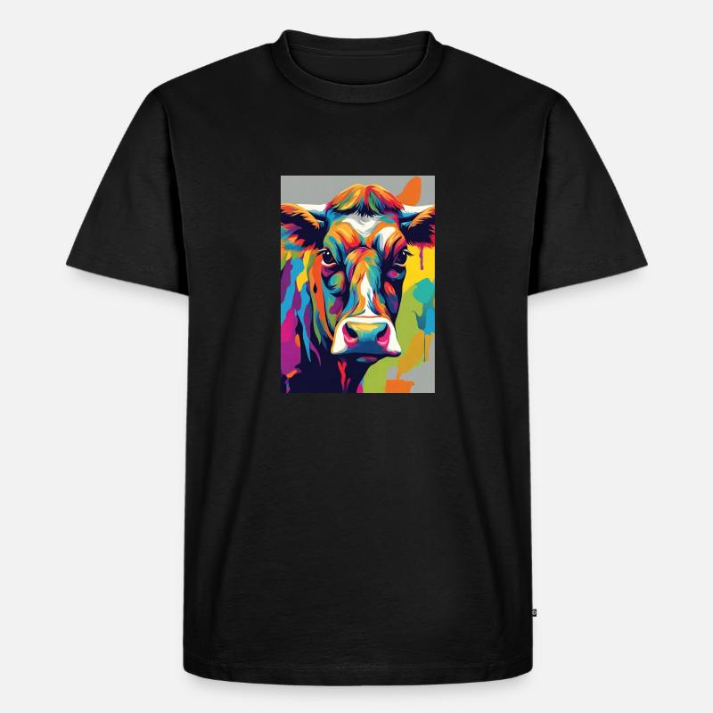 Kuhschädel bunt - Männer Premium Bio T-Shirt - Schwarz