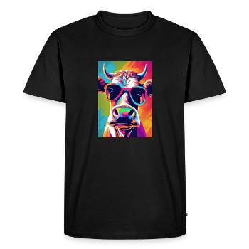 Vache à lunettes - T-shirt Premium bio Homme - noir - Devant - Nico (187cm)