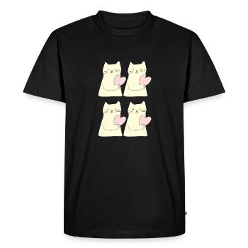 Chat 4 fois coeur - T-shirt Premium bio Homme - noir - Devant - Nico (187cm)