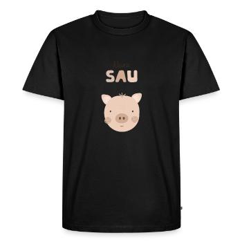 Petite truie beige décoration enfants fête d’anniversaire enfants - T-shirt Premium bio Homme - noir - Devant - Nico (187cm)