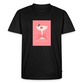 Pretty pink gin drink - Men's Premium Organic T-Shirt - black - Front - Nico (187cm)