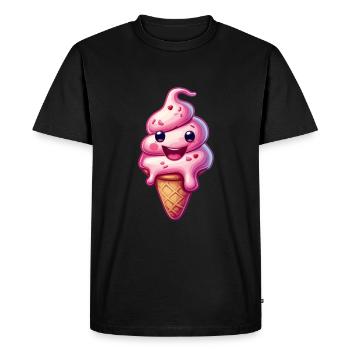 Smiling Ice Cream Creation - Men's Premium Organic T-Shirt - black - Front - Nico (187cm)