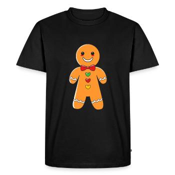 bonhomme en pain d’épice Coeur en pain d’épice Snacking en pain d’épice - T-shirt Premium bio Homme - noir - Devant - Nico (187cm)