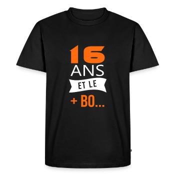 16 ans anniversaire 16 ans et le plus beau - T-shirt Premium bio Homme - noir - Devant - Nico (187cm)
